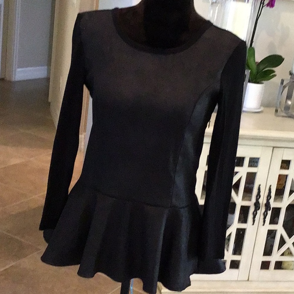 Saks Fifth Avenue Black Peplum Top